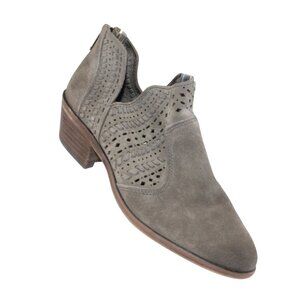 Vince Camuto Womens Sz 7M Prasata Boho Dark Gray Ankle Booties Perforated Suede